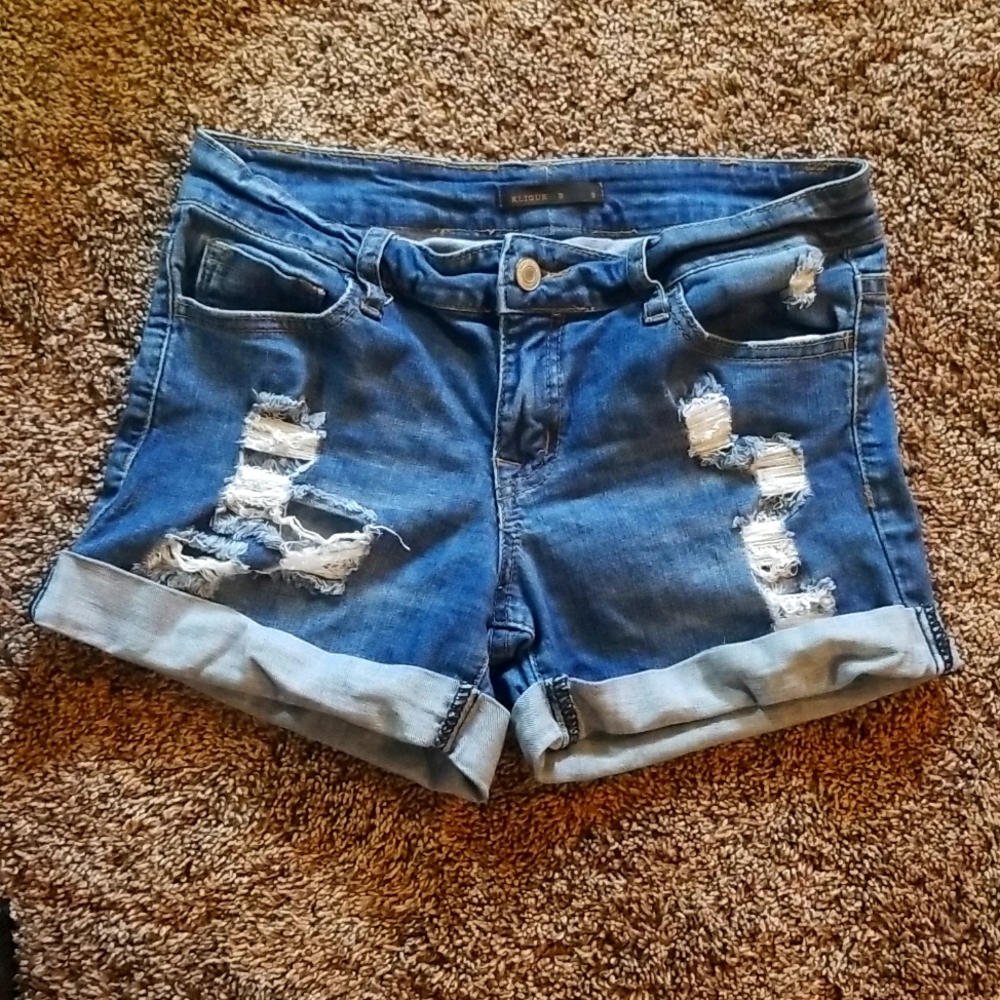 Klique B pre-cuffed and distressed shorts